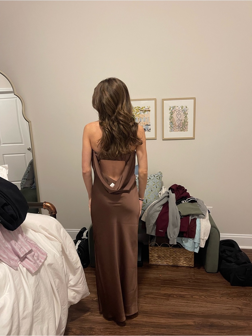Birdy Grey Chocolate Brown Matte Satin Isla Dress